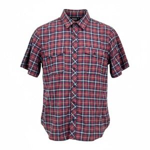 Outdoor Research Plaid Short Sleeve Button Down Shirt Men's L/G Red Blue